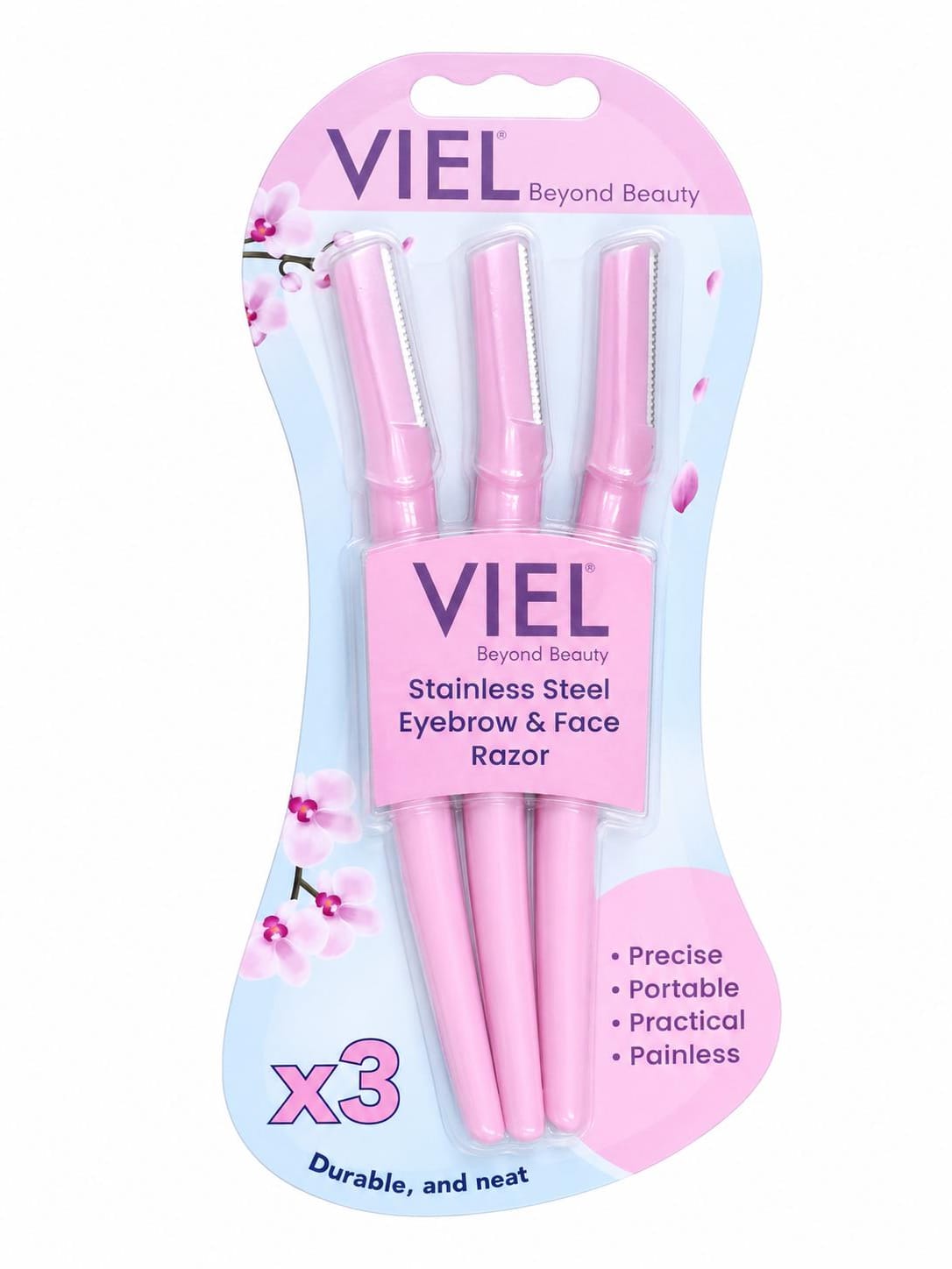 Viel - Stainless Steel Eyebrow & Face Razor x3 Big