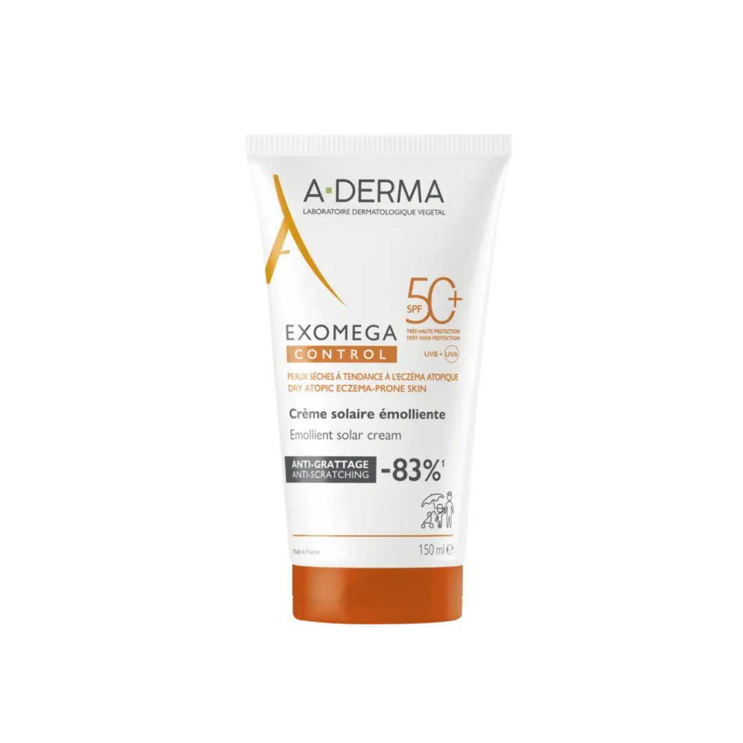 A-Derma Exomega Emollient sunscreen SPF50+, for dry to atopic skin, 150ml