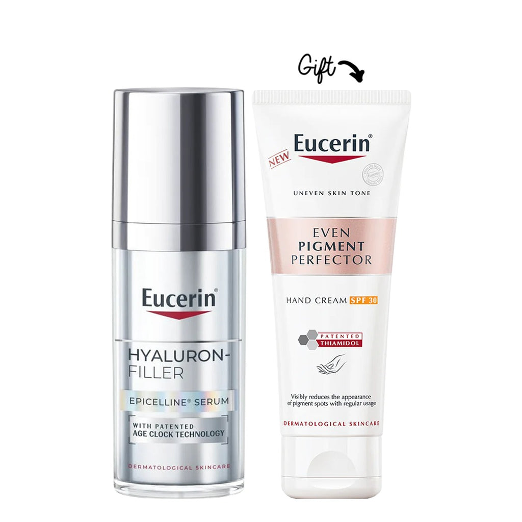 Buy Eucerin Hyaluron-Filler Epicelline Serum 30 ml & Get Even Pigment perfector hand full size (Free)