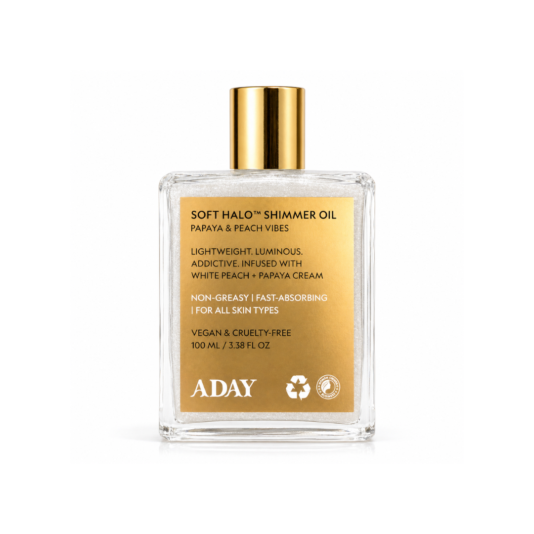 Soft Halo™ Shimmer Oil – Papaya & Peach | Vegan Body Glow