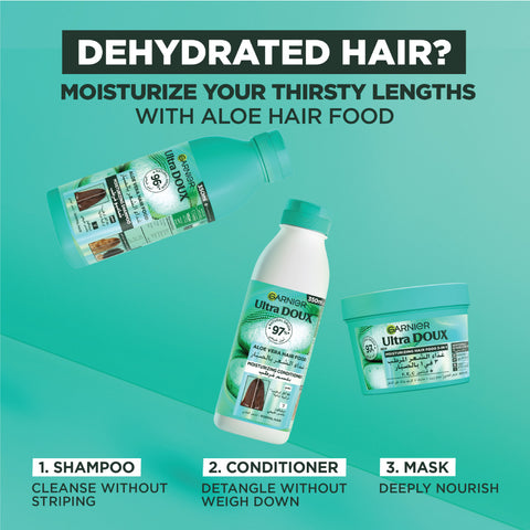 Garnier Ultra Doux Aloe Vera Vegan Hair Food 3in1 Mask for dehydrated hair, Boosted with Vitamins C, E & F
