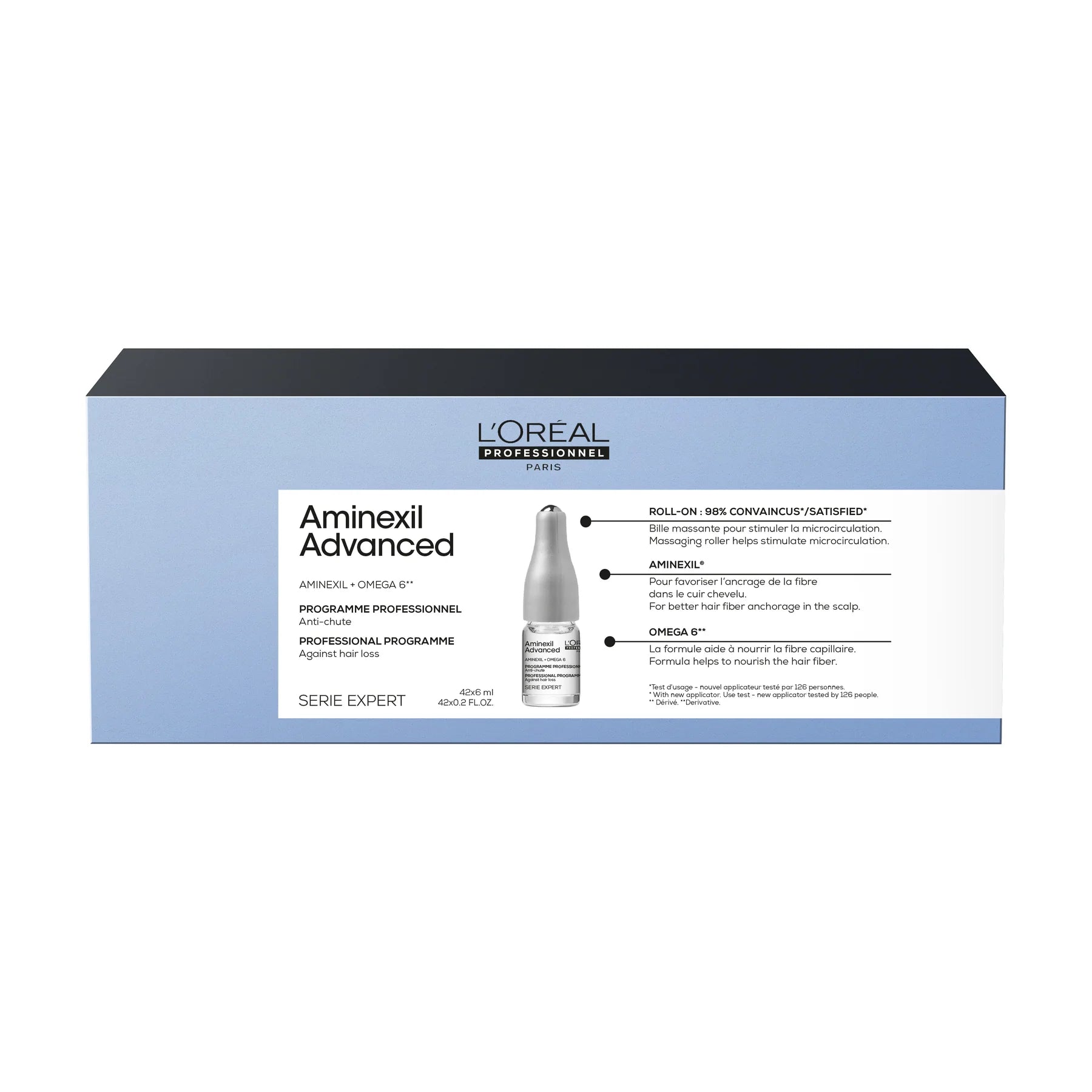 L’Oréal Professionnel | Aminexil Advanced dual-action scalp & anti-thinning hair treatment | for denser looking hair with more body | Professional 6-week anti-chute cure | SERIE EXPERT | 42x6 ML