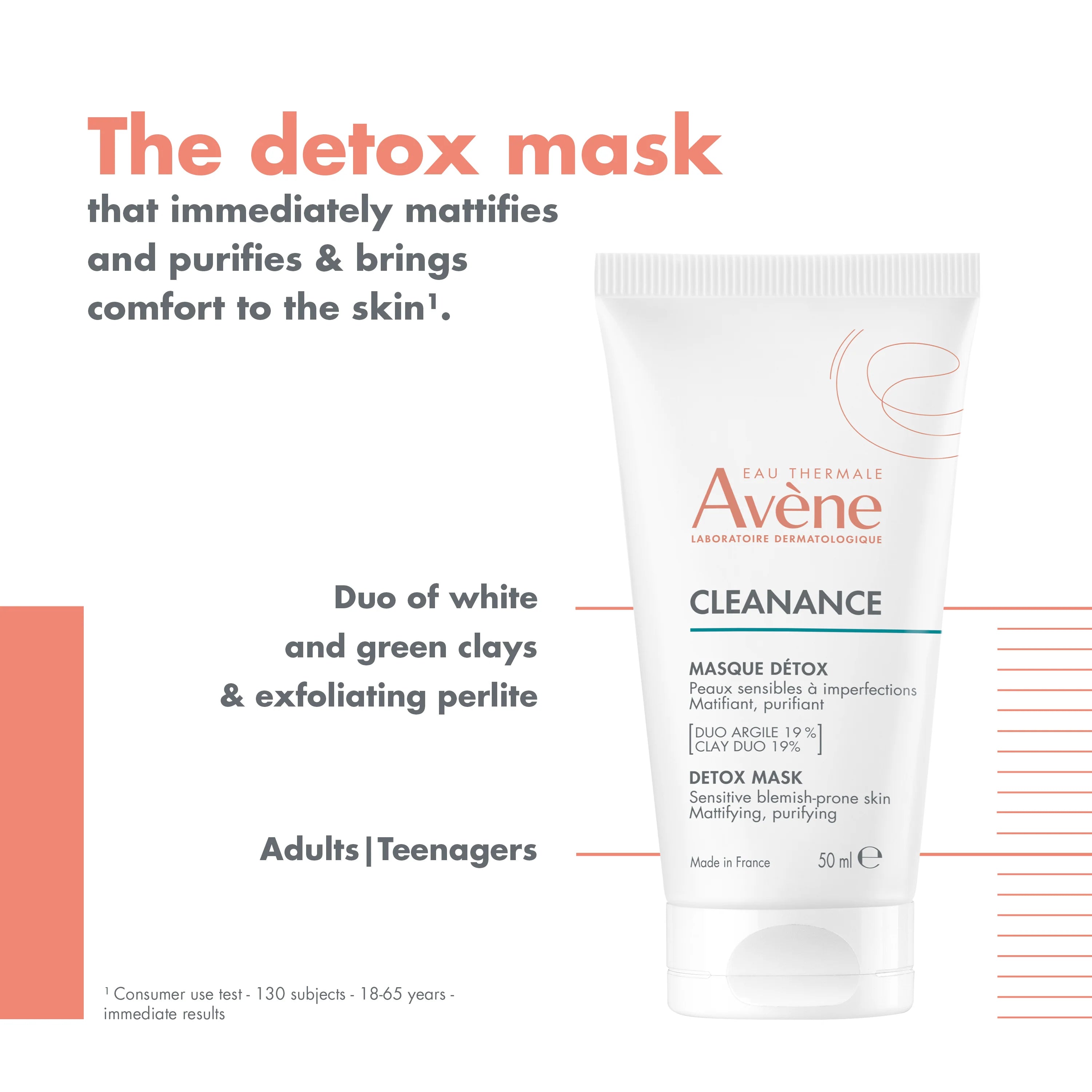 AVENE CLEANANCE MASQUE DETOX PEAUX SENSIBLES A IMPERFECTIONS 50ML