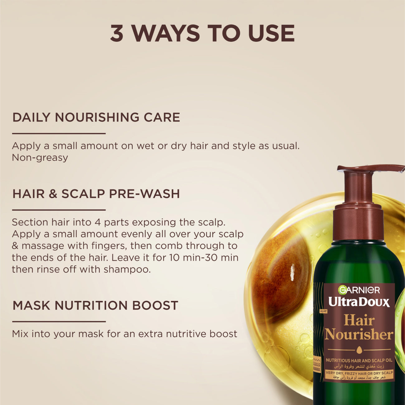 Garnier - Ultra Doux - Pure Avocado and Shea Butter - Hair Nourisher - For Very Dry, Frizzy Hair or Dry Scalp - 120ml