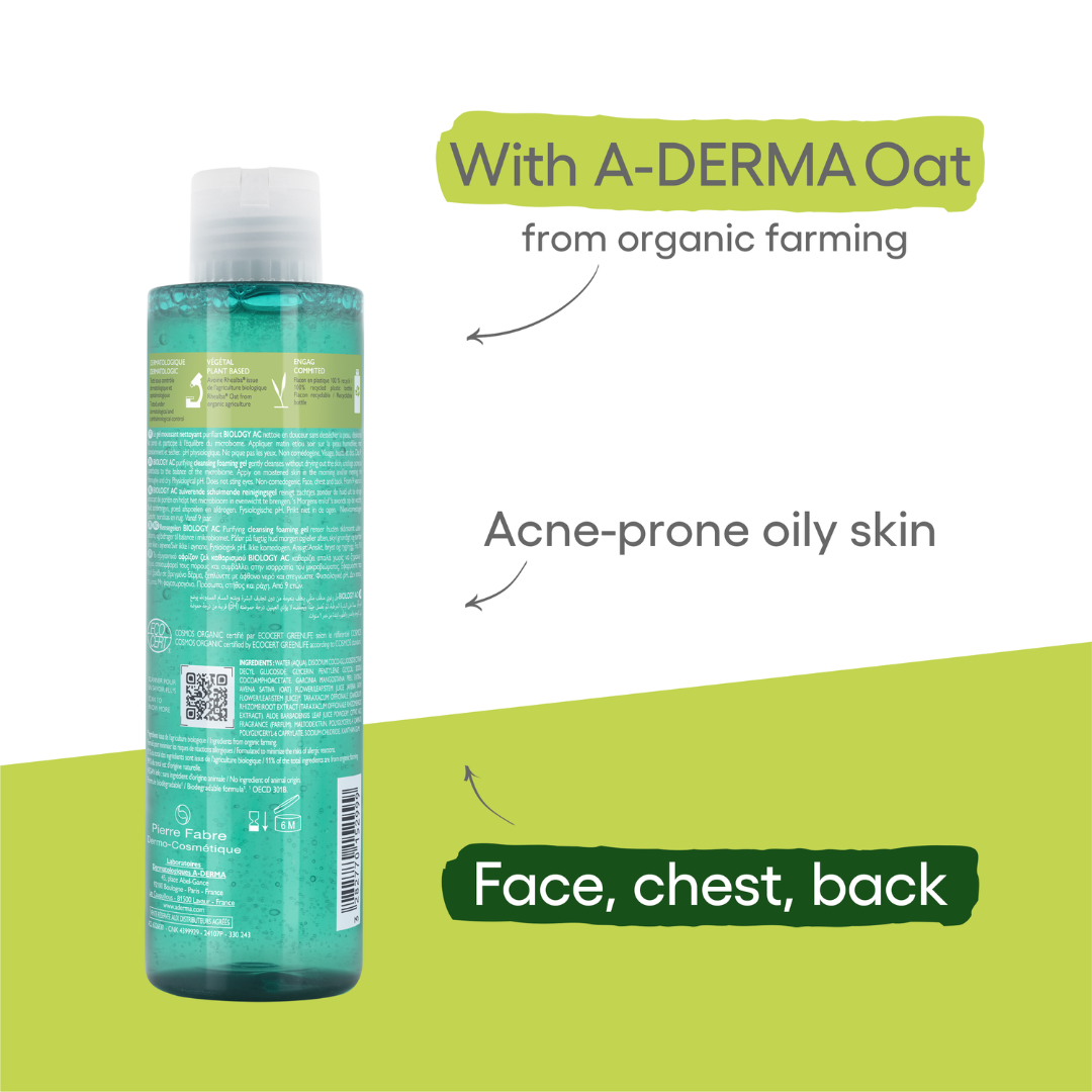 Buy one A-Derma Biology AC Mattifying anti-blemish global treatment and get a FREE 200ml Biology AC Purifying foaming gel
