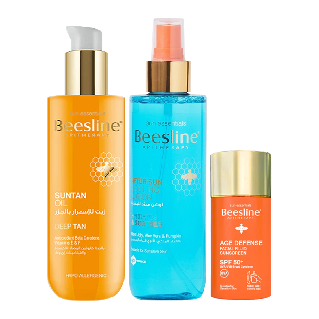 20 % OFF Suntan oil 200ml + After sun cooling lotion + Age Defense Facial Fluid Sunscreen SPF 50