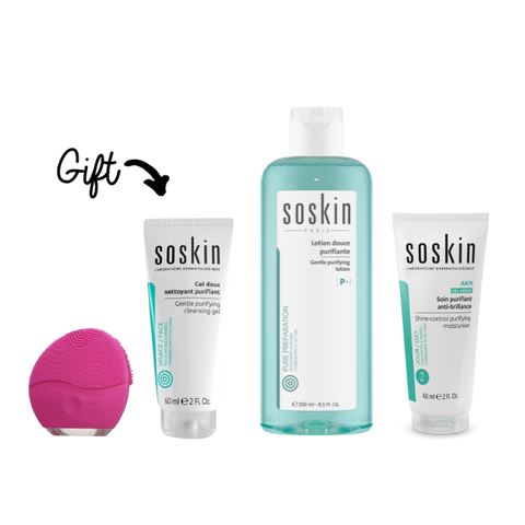 Soskin Gentle Purifying Lotion + Shine Control Purifying Moisturizer 60 mL Get Free: Electric Brush + Soskin Gentle Purifying Cleanser 60ml