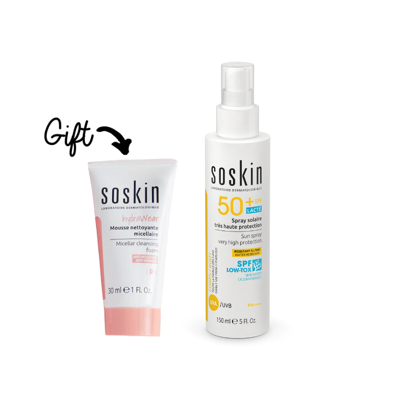 Soskin Spf50+ Protection Sunscreen Spray+Soskin Micellar Cleansing Foam 30ml
