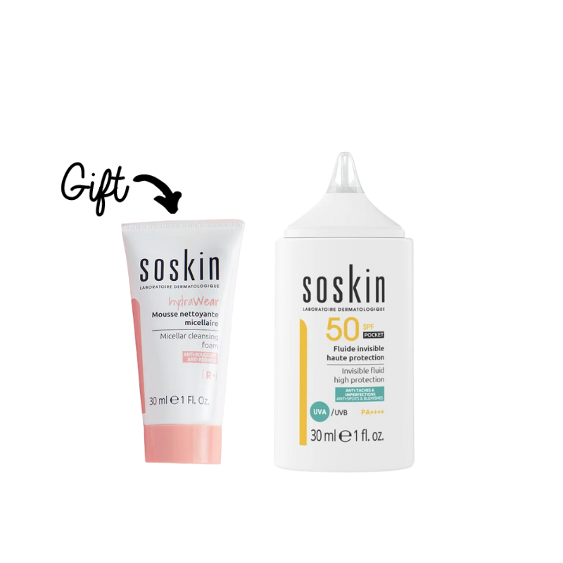 Soskin SPF50 Pocket Invisible Fluid High Protection 30 ml +Soskin Micellar Cleansing Foam 30ml