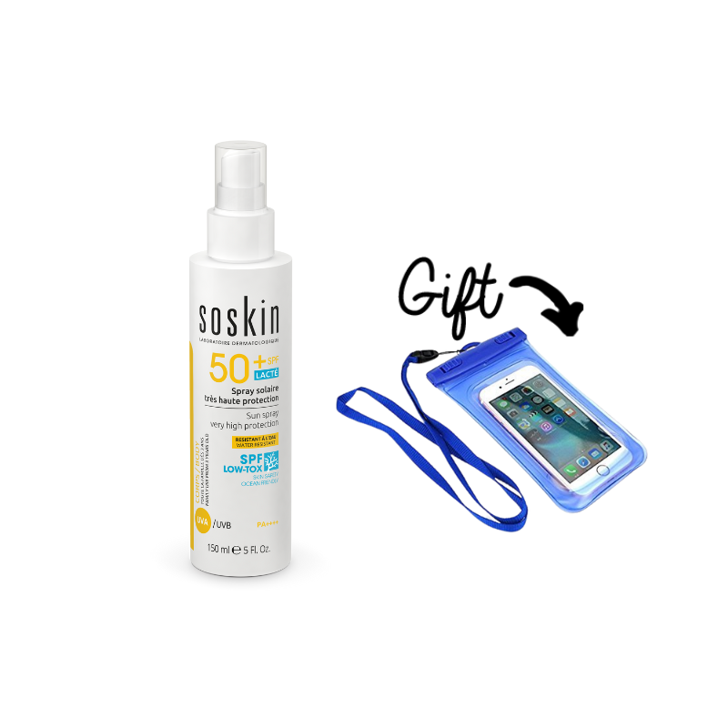 Soskin SPF50+ Sun Spray Very High Protection + FREE: Phone Holder/Strap