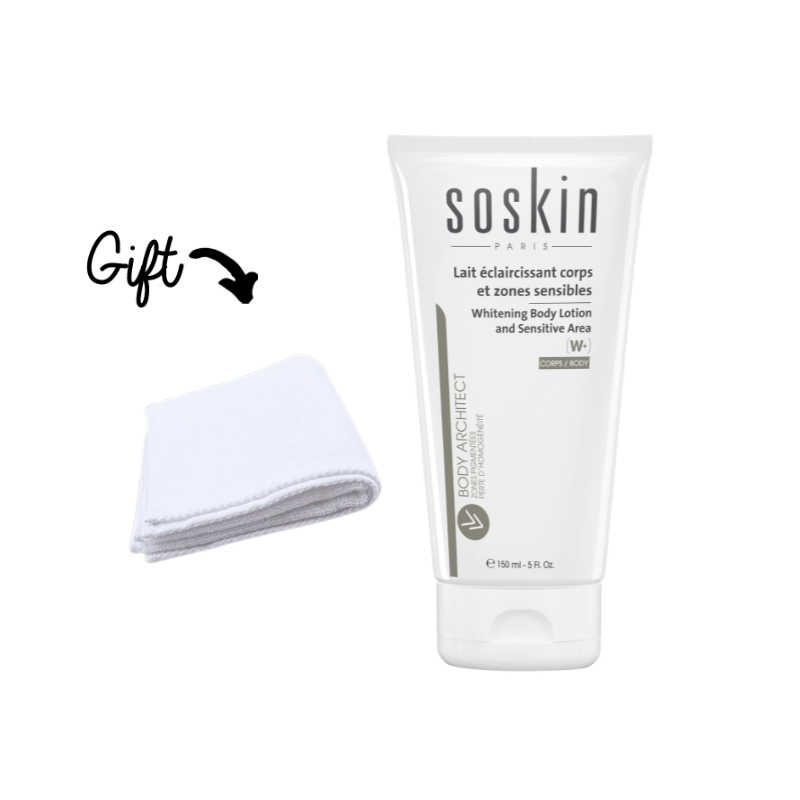 Soskin Whitening Body Lotion and Sensitive Area + Towel (Gift)