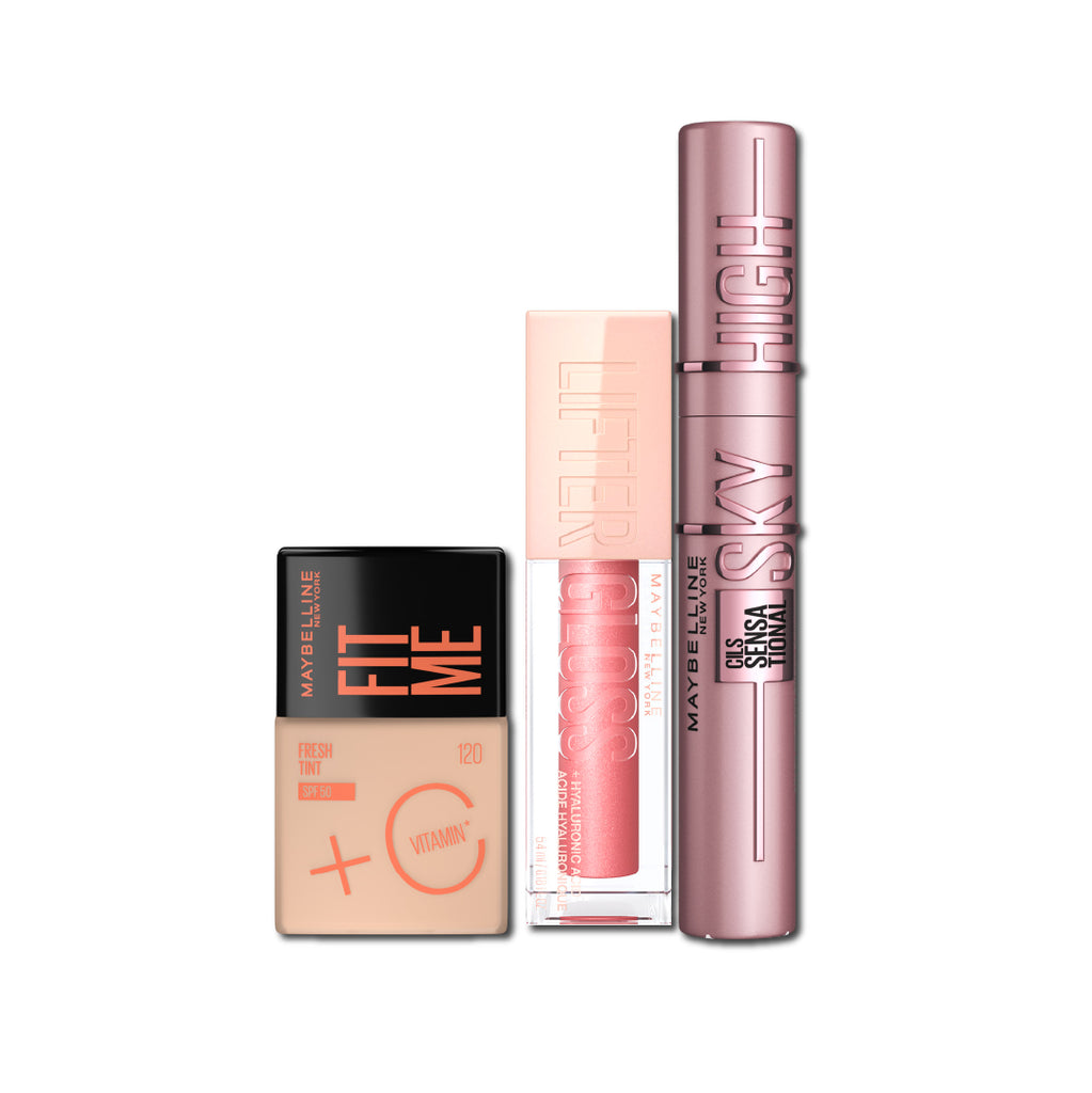 25% OFF Fit Me Fresh Tint Vitamin C SPF50 + Lifter Gloss + Lash Sensational Sky High Mascara