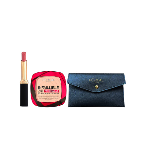 20% OFF l'Oréal Paris  - 24H FreshWear Foundation in a Powder + Color Riche Intense Volume Matte Lipstick + FREE Wallet Pouch