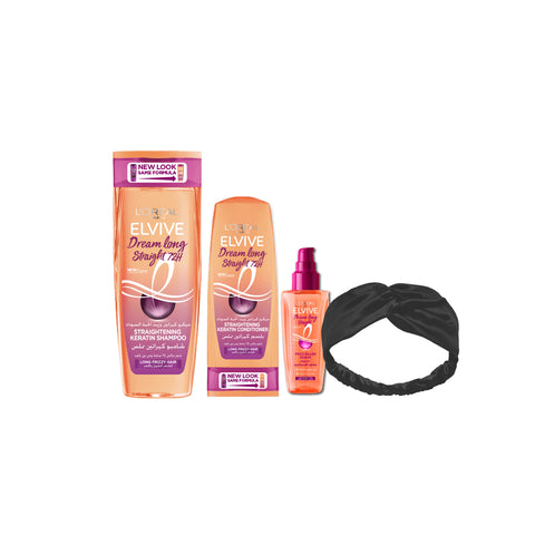 20% OFF Elvive Dream Long Straight Shampoo 400ml + L'Oréal Paris Elvive Dream Long Straight Conditioner 200ml + Elvive Dream Long Straight Frizz Killer Serum 100ml + FREE Black Headband