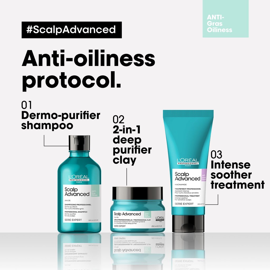 L’Oréal Professionnel | Scalp Advanced Anti-Oiliness 2-in-1 deep purifier clay | for oily scalps | SERIE EXPERT | 250 ml
