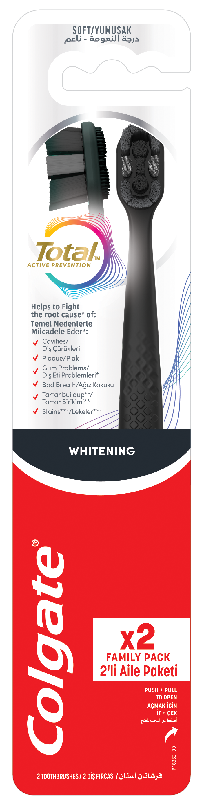 Colgate Total Whitening Charcoal Toothbrush 1+1