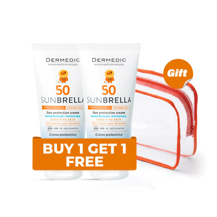Buy 1 Get 1 Free Dermedic Sunbrella Baby Sun protection cream SPF 50+ + Pouch