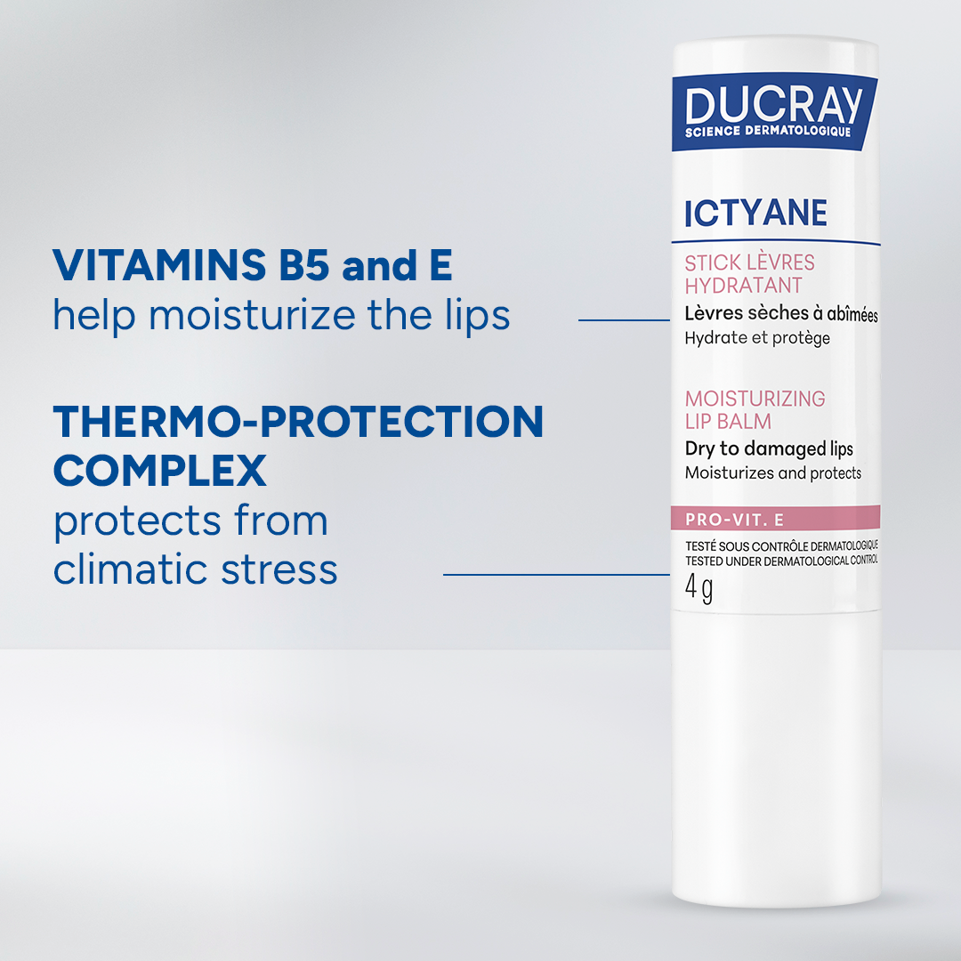 Ducray Ictyane Moisturizing Lip Balm for dry to damaged lips 4g