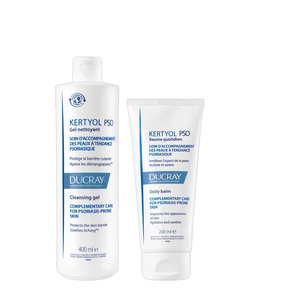 Buy DUCRAY KERT PSO CLEANSING GEL 400ML  + 40% OFF:  DUCRAY KERTYOL PSO BAUME QUOTIDIEN 200 ML