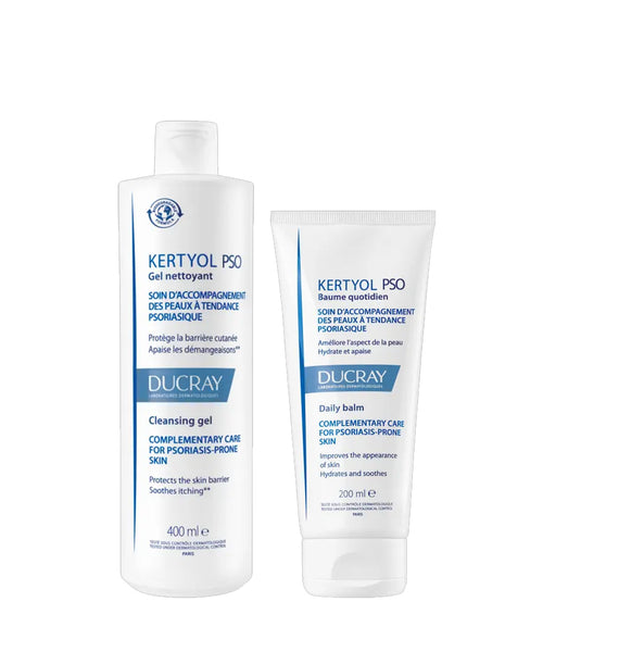 Buy DUCRAY KERT PSO CLEANSING GEL 400ML  + 40% OFF:  DUCRAY KERTYOL PSO BAUME QUOTIDIEN 200 ML