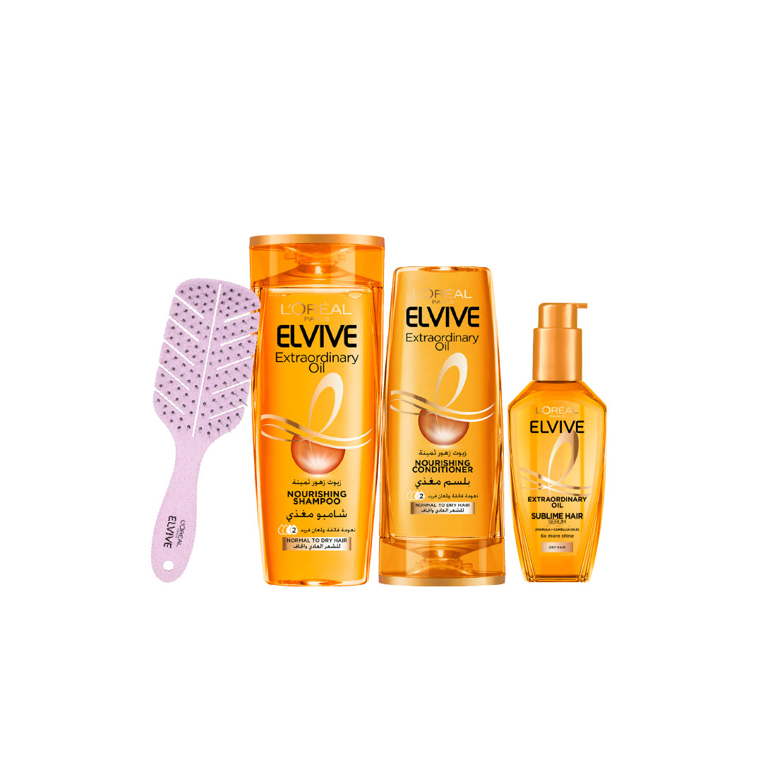 20 % OFF Extraordinary Oil Shampoo 400 ml + Conditioner 200 ml + Serum 100 ml + Free Hair Brush