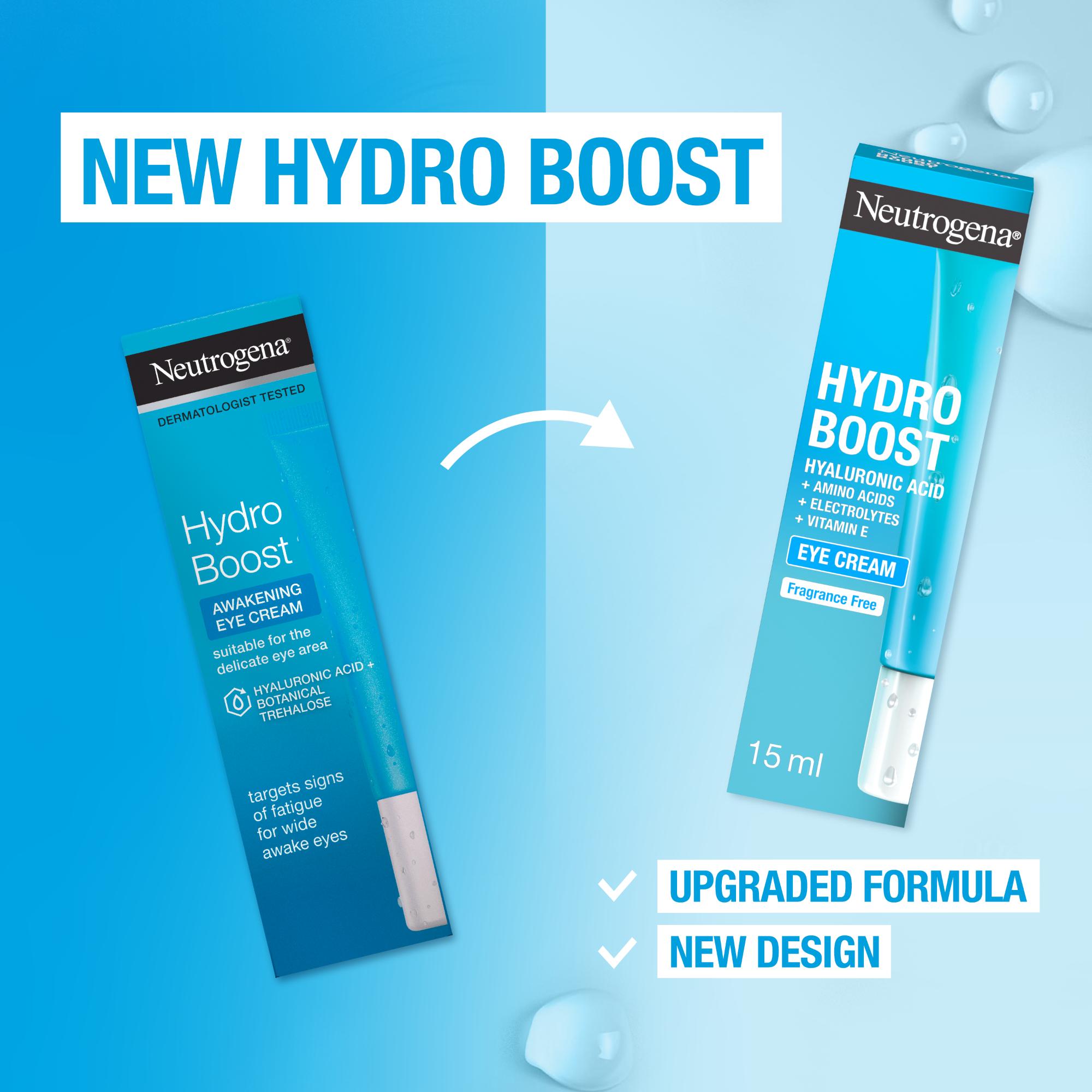 Neutrogena Hydro Boost Eye Refreshing Gel Cream, 15ml, Complete Eye Area Skin Care Hydration Regime with Hyaluronic Acid, Lightweight, Non-Comedogenic, and Suitable for Sensitive Skin.