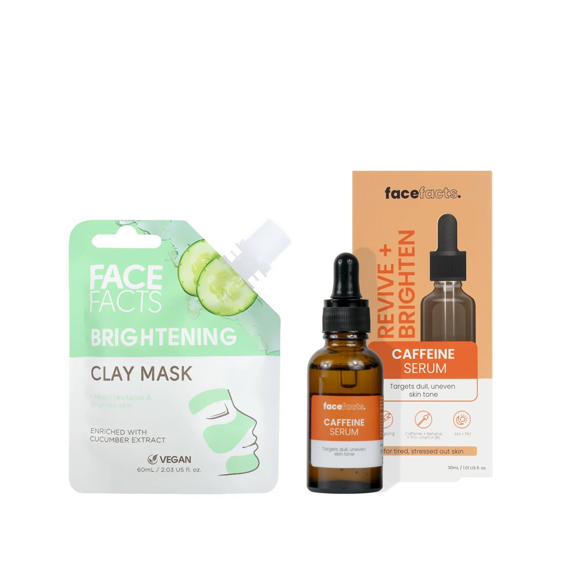 15 % OFF Brightening Clay Mud Mask + Energising Caffeine Facial Serum