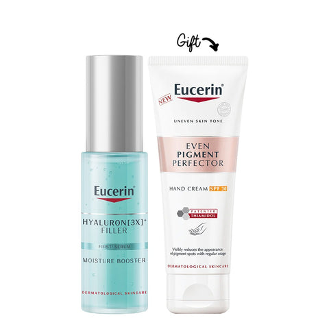 Buy Eucerin Hyaluron-Filler Moisture Booster Day 30ml & Get Even Pigment perfector hand full size (Free)