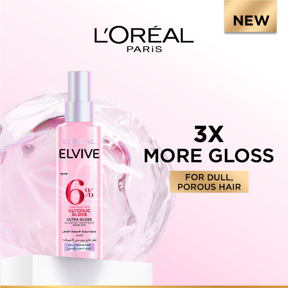 L’Oréal Paris Elvive Glycolic Gloss, Glossing Acidifier treatment, 6% [Gloss Complex] with Glycolic Acid, 200ml