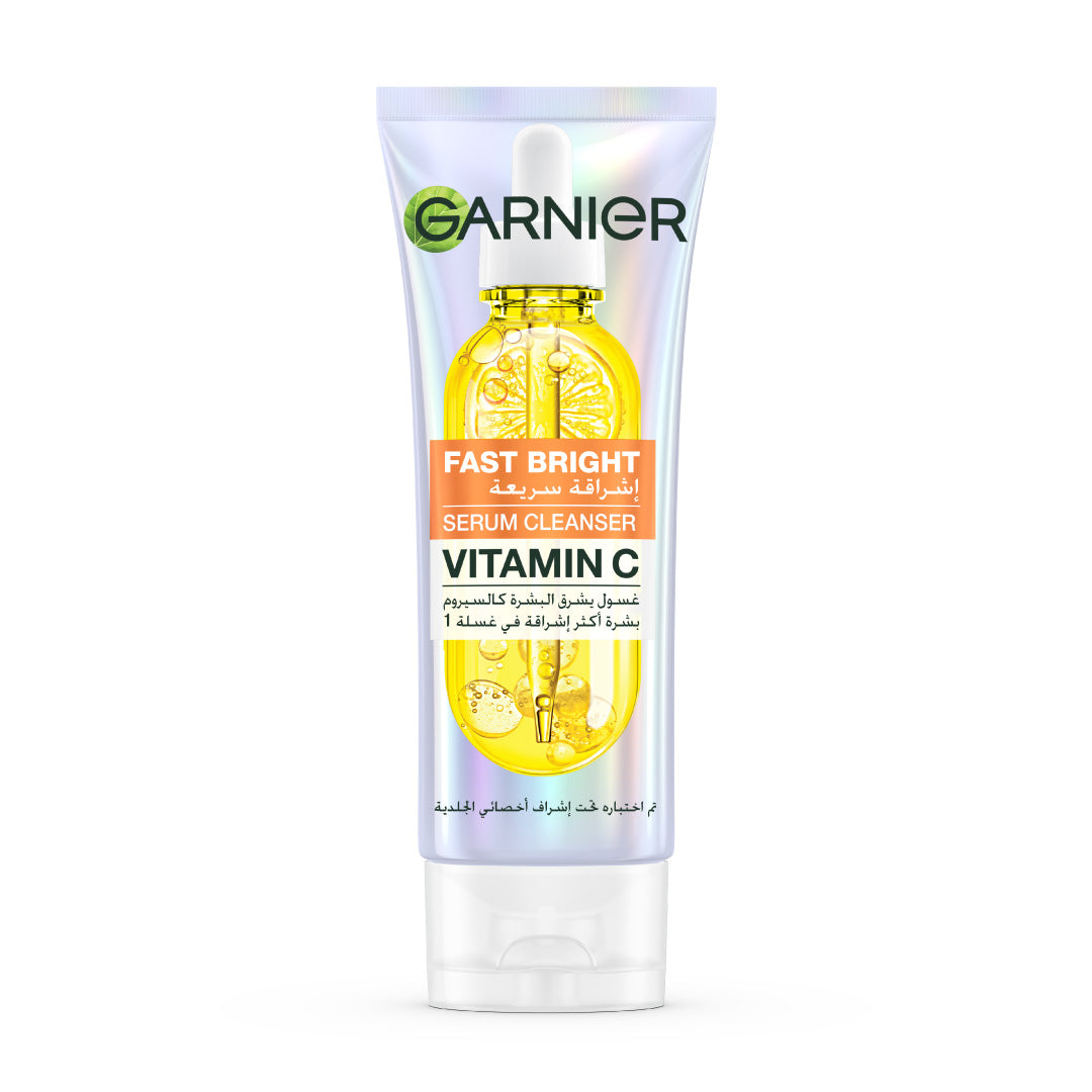 Garnier Fast Bright Serum Cleanser - Dual Action Foam Cleanser, Brightens in 1 Wash - For All Skin Types, Even Sensitive Skin - 100 ml