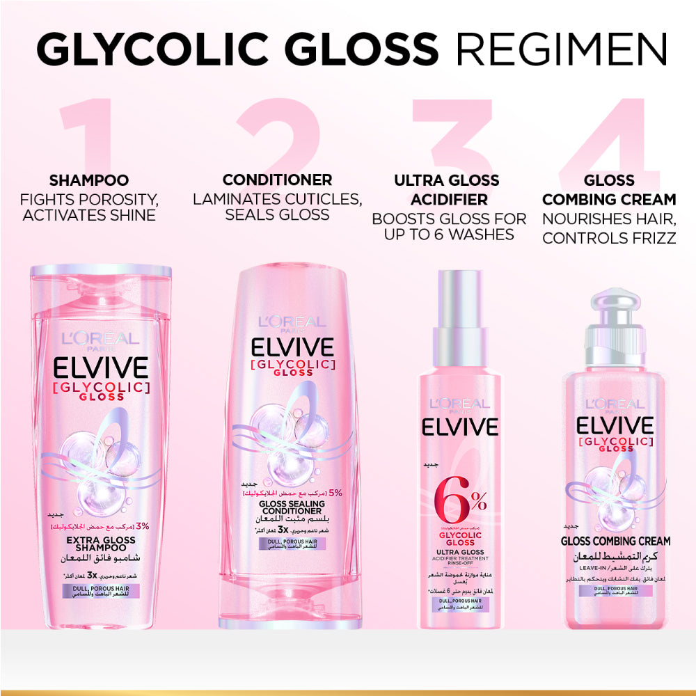 L’Oréal Paris Elvive Glycolic Gloss, Glossing Acidifier treatment, 6% [Gloss Complex] with Glycolic Acid, 200ml