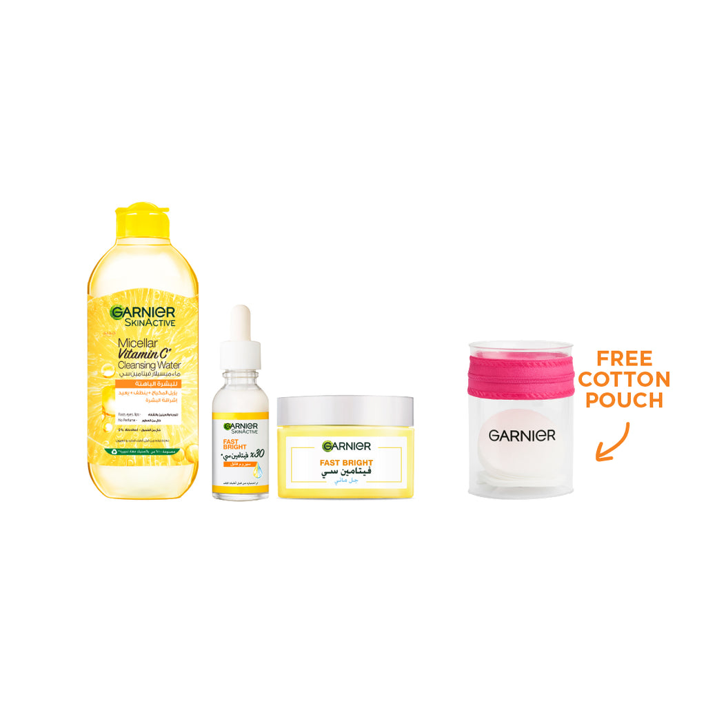 20 % OFF Fast bright Micellar + Vitamin C serum + Water Gel + Free Cotton Pouches