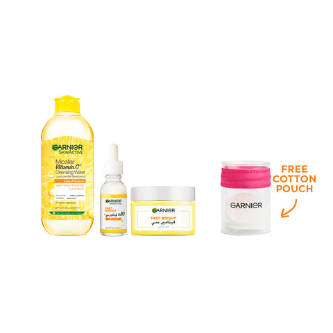 20 % OFF Fast bright Micellar + Vitamin C serum + Water Gel + Free Cotton Pouches