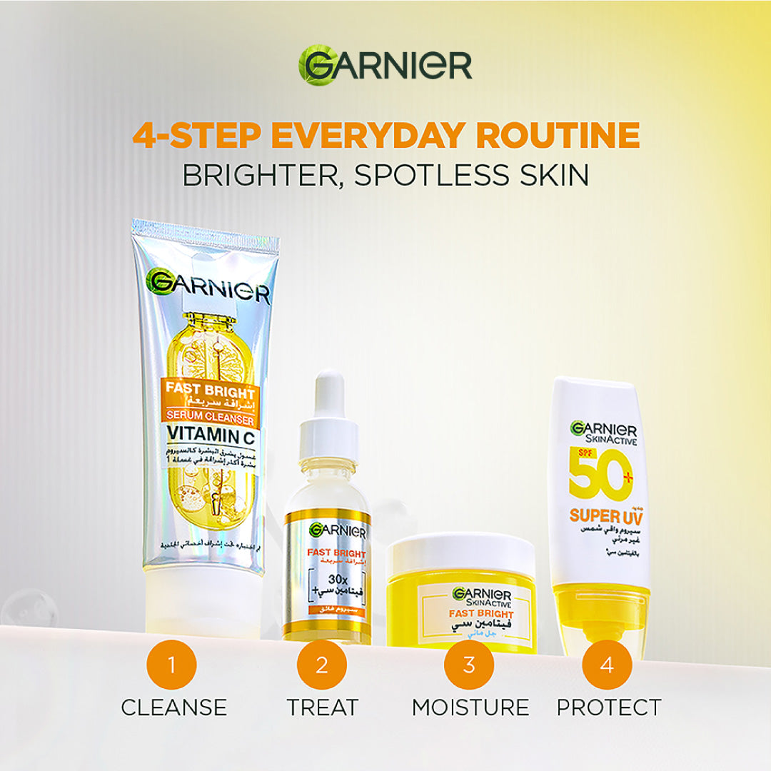 Garnier Fast Bright Serum Cleanser - Dual Action Foam Cleanser, Brightens in 1 Wash - For All Skin Types, Even Sensitive Skin - 100 ml