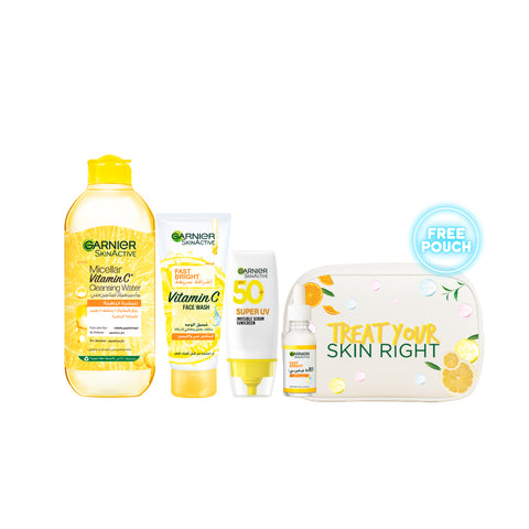 30% Fast Bright Micellar + Tube Wash + Super UV Serum + Day Serum + Free Pouch