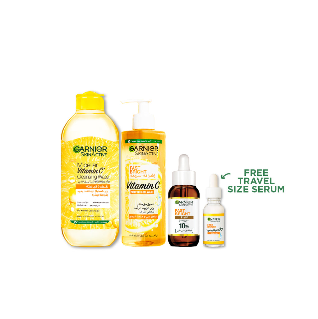 Buy Fast Bright  Gel wash + Vitamin C Micellar Water + Night serum Get mini  Fast Bright Serum