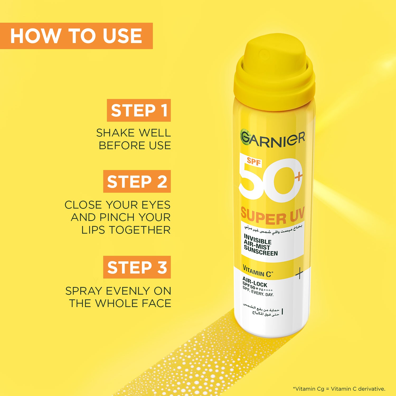 Garnier - Skin Active - Super UV Invisible Air Mist Face & Body Sunscreen - To Correct And Protect Your Skin With SPF 50+ - For All Skin Types - 75 ML