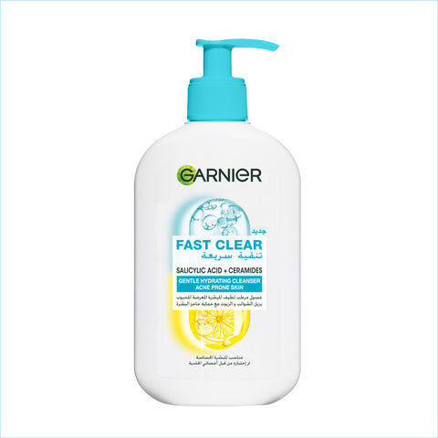 Garnier Fast Clear Gentle Cleanser Hydrating Face Wash for Acne Prone Skin 250ml