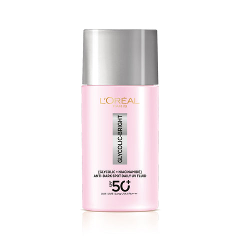 L’Oréal Paris Glycolic Bright Anti-Dark Spot Daily UV Fluid SPF 50+ with [Glycolic Acid + Niacinamide]