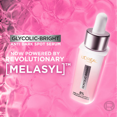 L’Oréal Paris Glycolic Bright Serum with 8% [Melasyl ™ + Glycolic Acid + Niacinamide] face serum for Dark Spots & Brightening 30ml