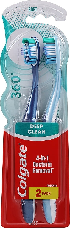 Colgate 360 Whole Mouth Clean Soft, Value Pack Toothbrush-2pk