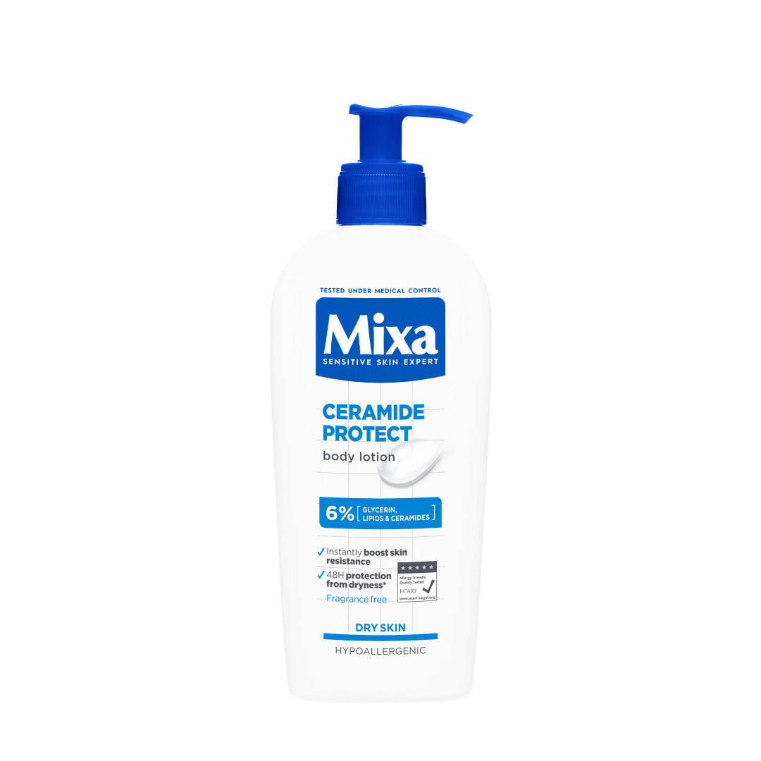 Mixa Ceramide Protect Body Lotion - For Dry, Very Dry and Sensitive Skin - With 6% Glycerin, Lipids & Ceramides - 250 ml
