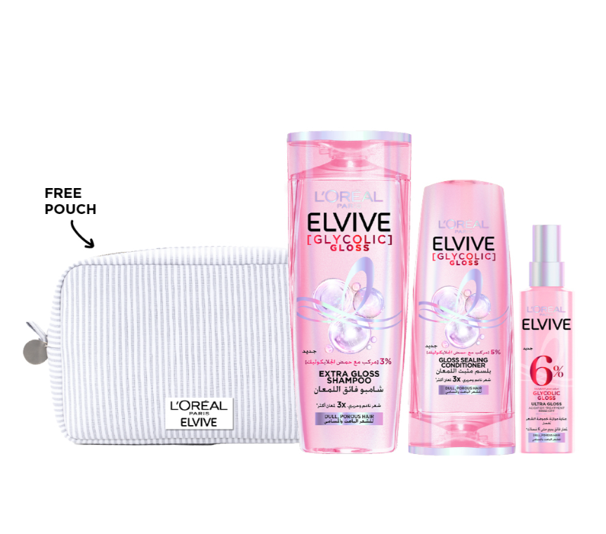 Elvive glycolic gloss routine +Free Pouch