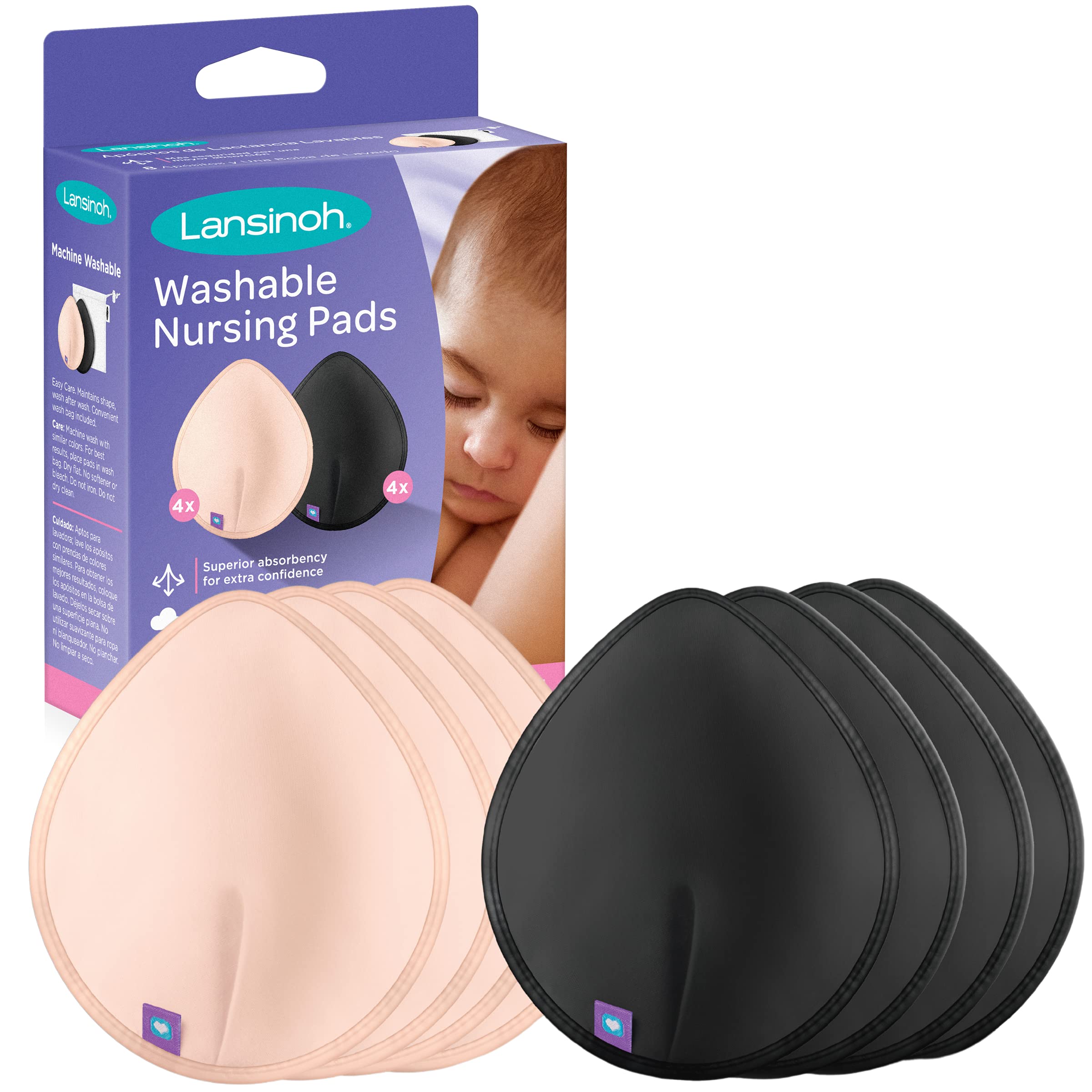 LANSINOH WASHABLE NURSING COLORED PADS X 8