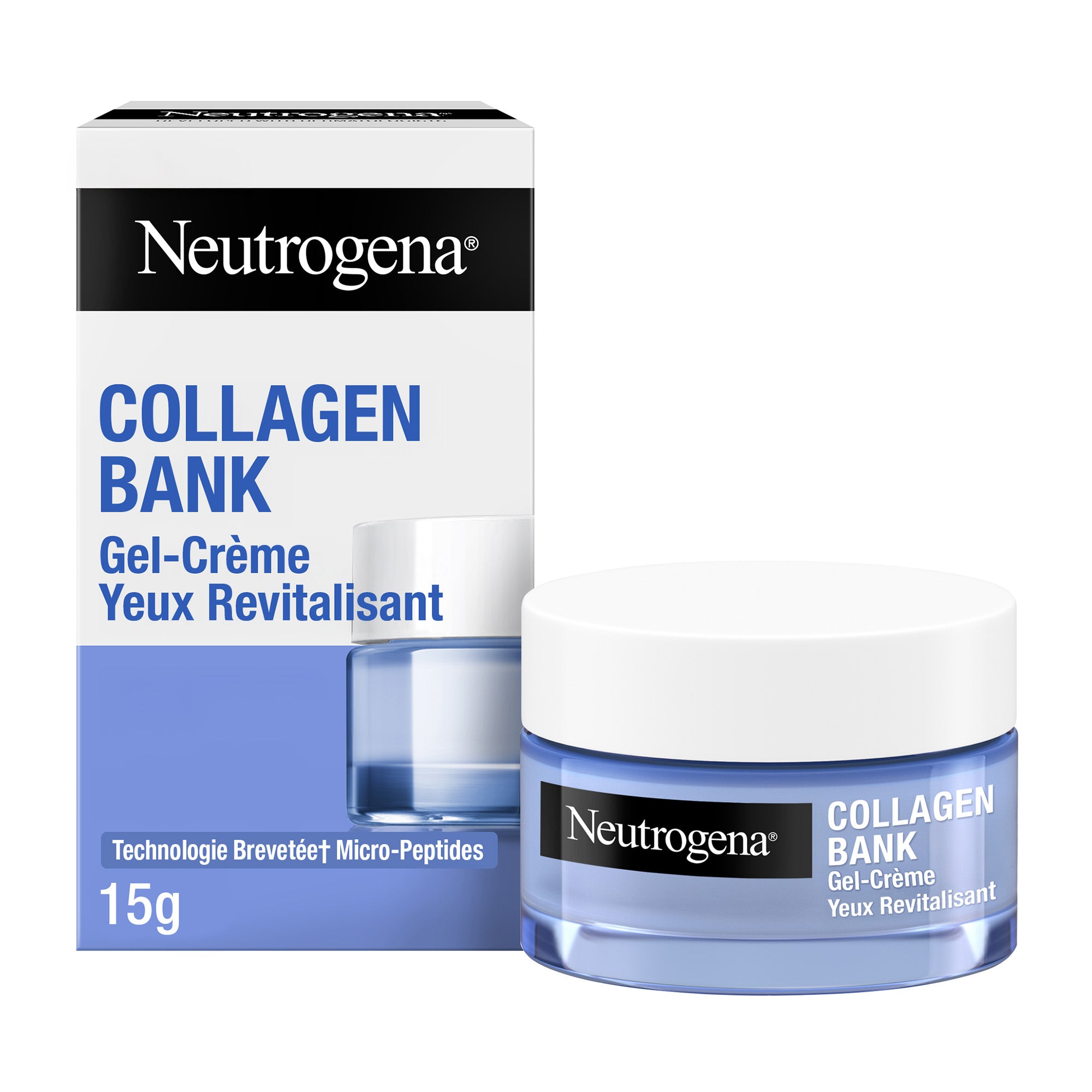 Neutrogena – Gel-Crème Yeux Revitalisant Collagen Bank (pot de 15 g) – Crème yeux anti-cernes pour aider à préserver le collagène – Soin contour des yeux pour réduire visiblement cernes & poches