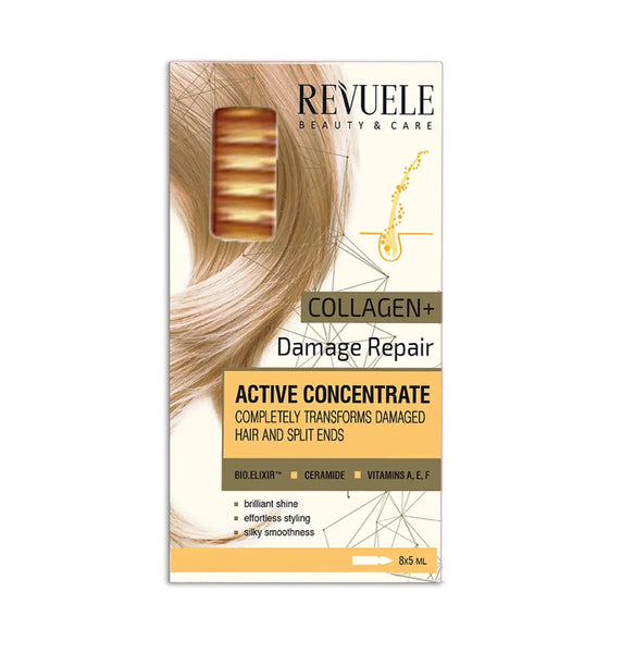 REVUELE AMPOULES ACTIVE HAIR CONCENTRATE “COLLAGEN+ DAMAGE REPAIR”, 8х5 ml