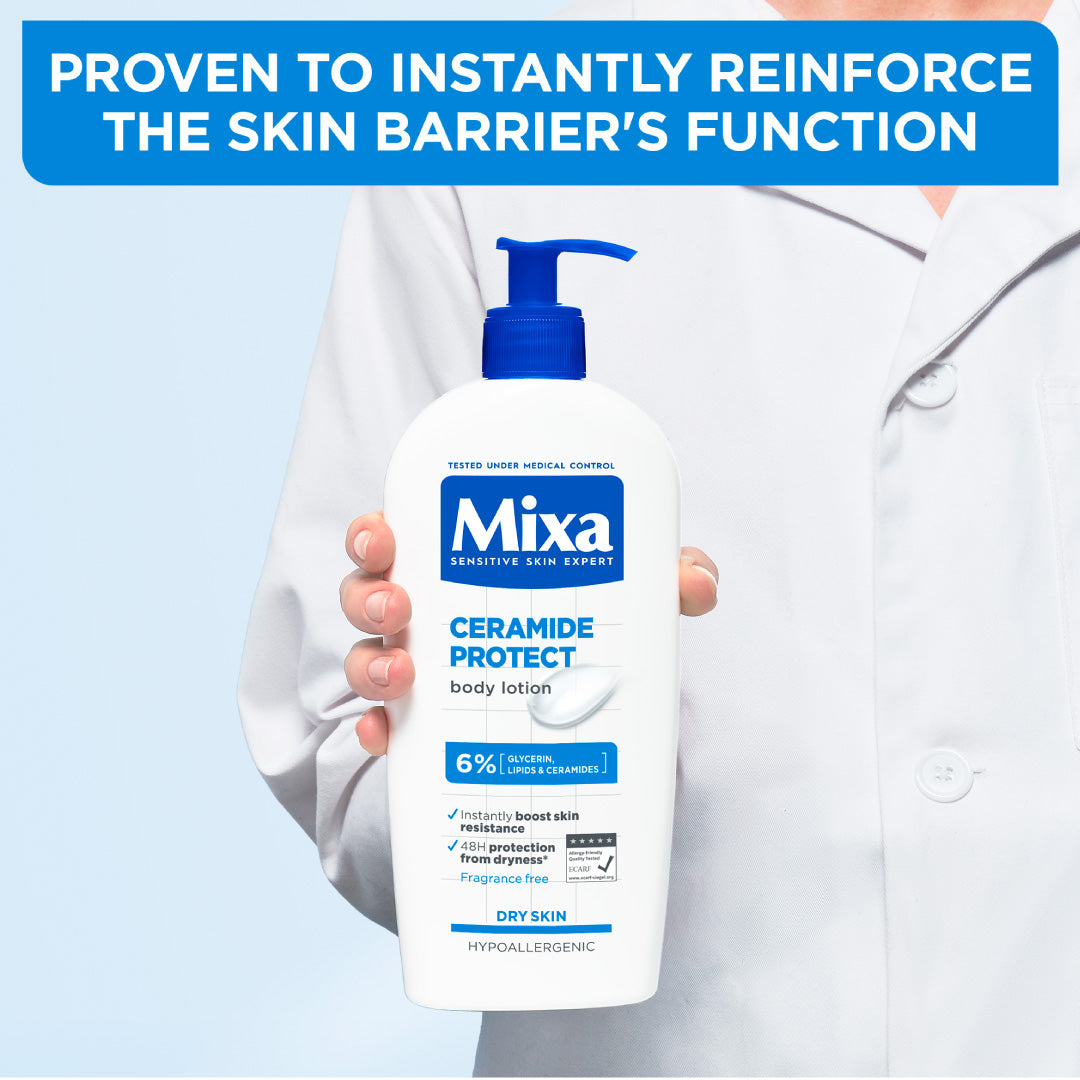 Mixa Ceramide Protect Body Lotion - For Dry, Very Dry and Sensitive Skin - With 6% Glycerin, Lipids & Ceramides - 250 ml