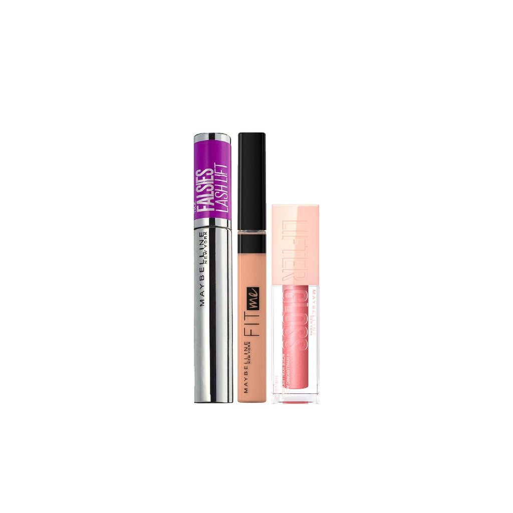 The Falsies Lash Lift Washable Mascara + Fit Me Concealer +  Lifter Gloss