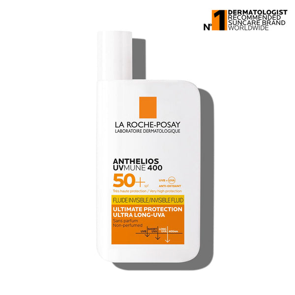 La Roche-Posay Anthelios UVMune 400 Invisible Fluid Sunscreen SPF 50+ for Men/Women; Dermatologically-Tested Skincare Sunblock for Sensitive, Reactive, or Sun-Allergic Skin 50ML