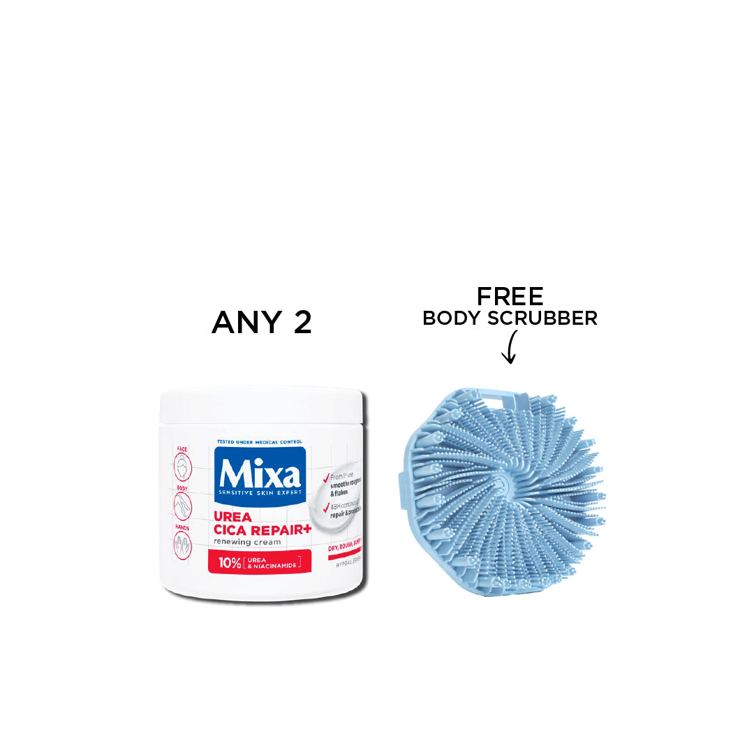 Buy 2 Mixa Cream Jar Get Body Scrubber